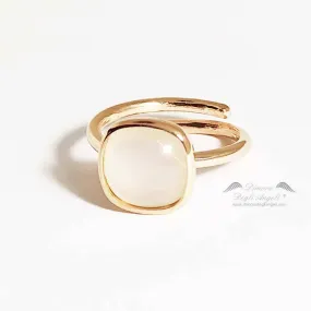 Anello Adularia Pietra di Luna bianca in Argento Oro Rosa 2268