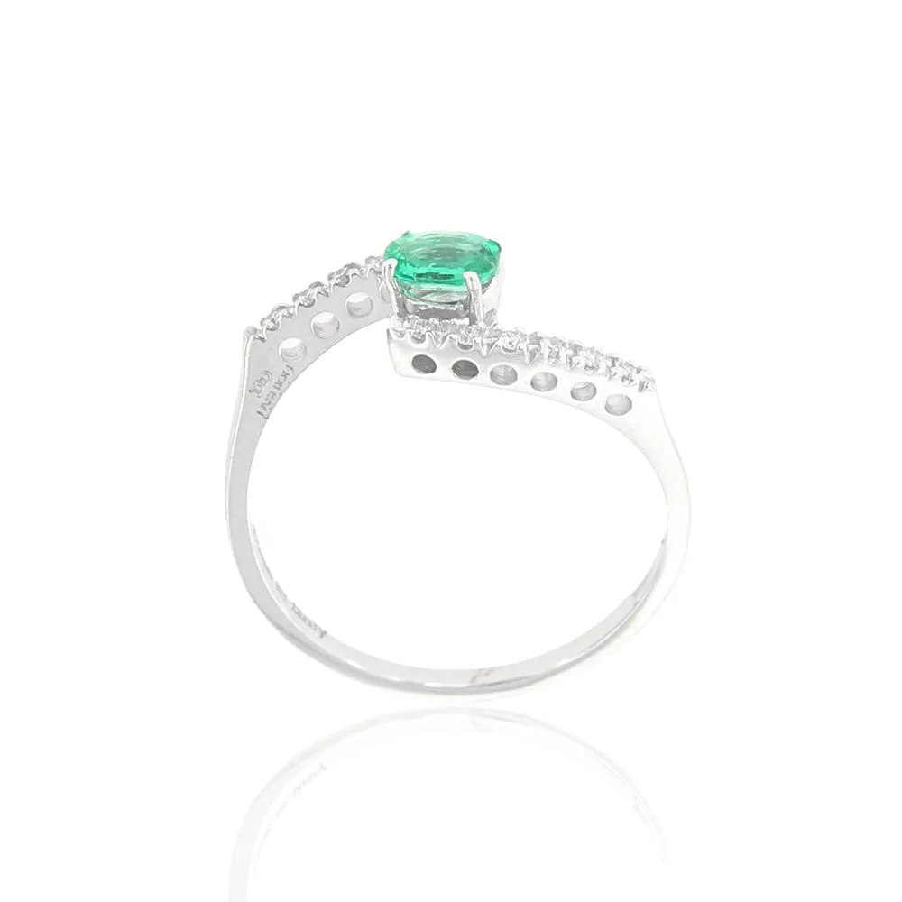 Anello Fantasia con Smeraldo in Oro Bianco e Diamanti Davite & Delucchi