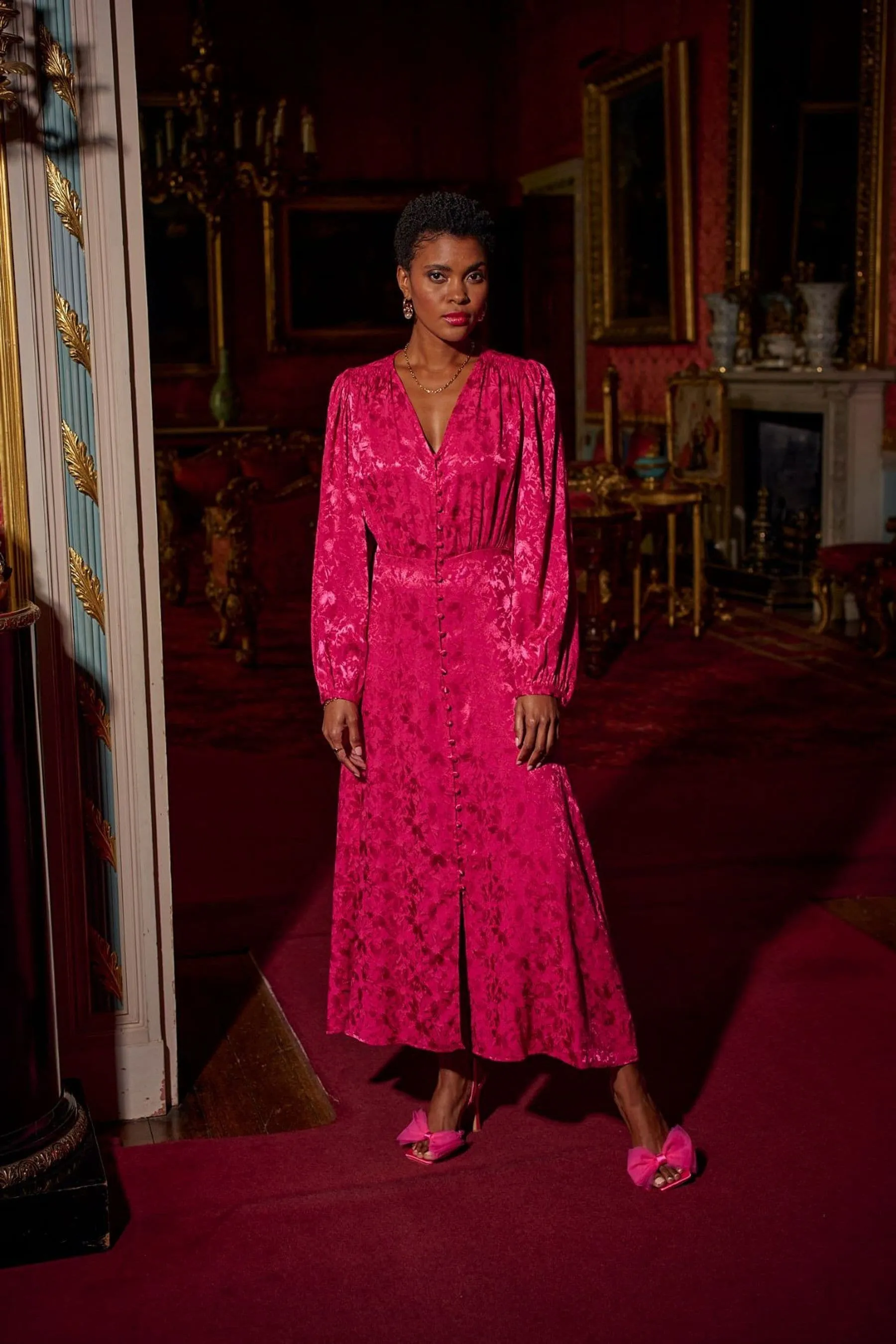 Another Sunday Con bottoni - Abito midi in jacquard