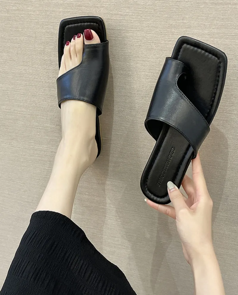 Appartamenti estivi Sandali Delle Donne di Modo Infradito 2022 Punk Scarpe Da Donna di Cuoio Dellunità di elaborazione Clip Toe