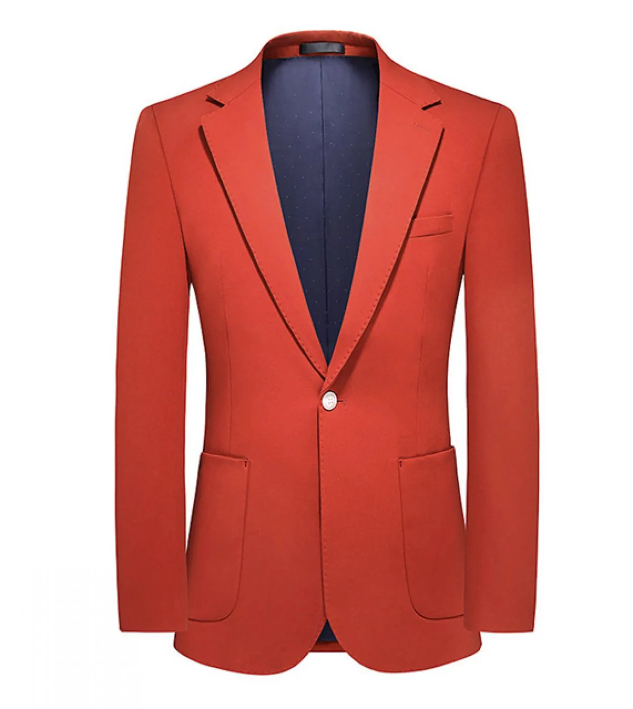 Blazer da uomo eleganti casual a maniche lunghe Blazer arancione rosso per uomo Slim Fit Blazer da cerimonia nuziale da uomo di