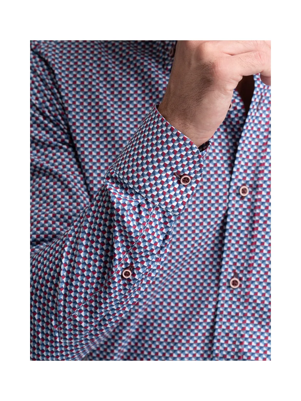 Camicia uomo fantasia geometrica collo button down