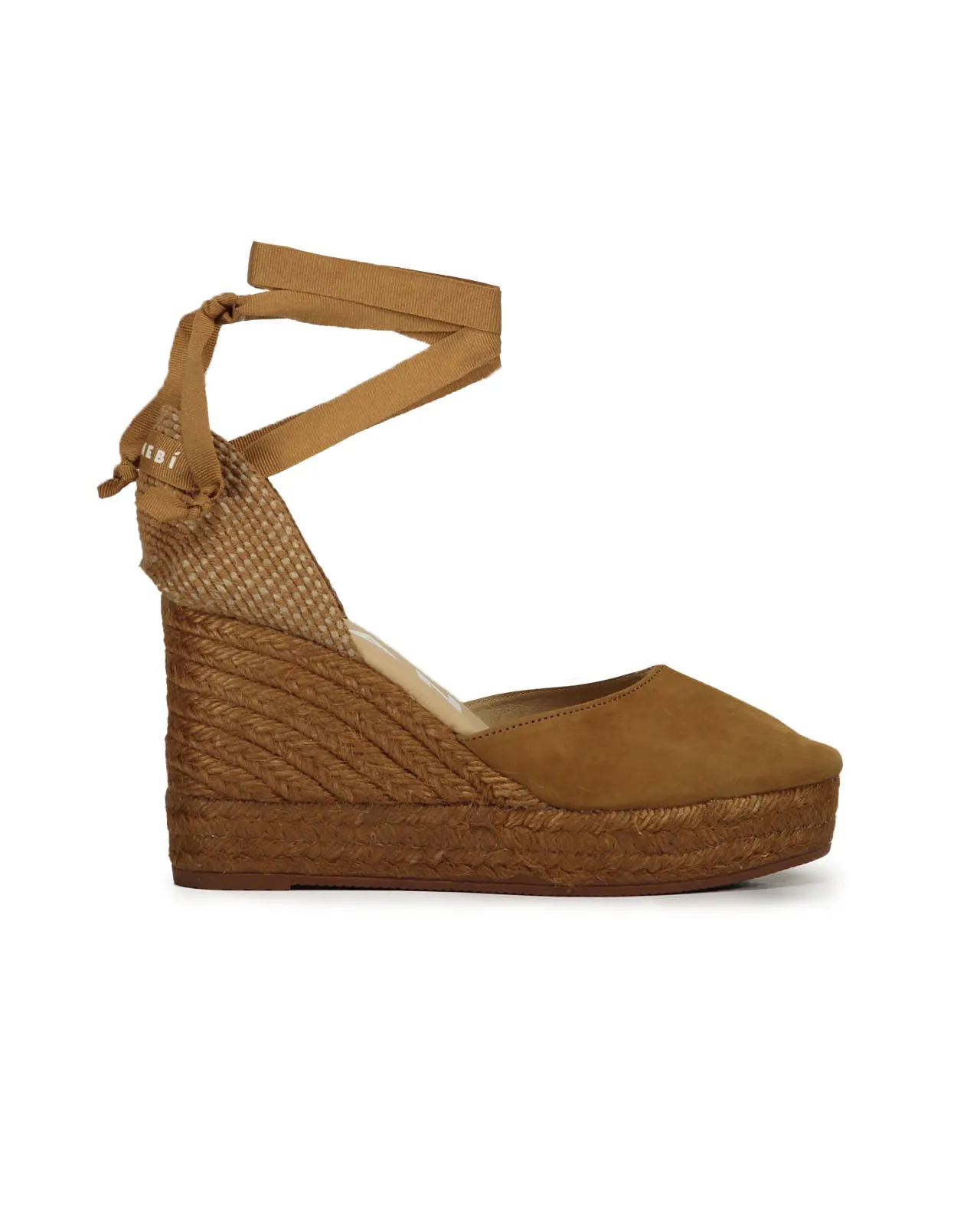 Espadrilles con zeppa suede marrone