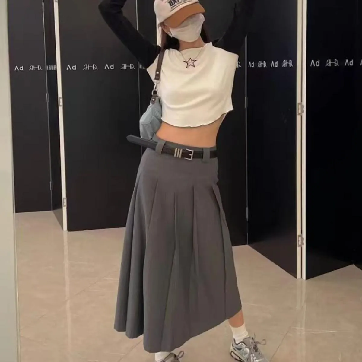 Gonne a pieghe Donna Stile Preppy Primavera Nuovo design Vita alta Tutti abbinati a una linea Semplice Ulzzang Chic Studenti Lei