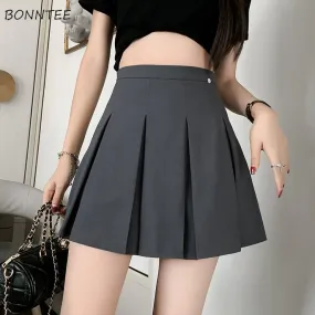 Gonne Donna Moda estiva Vendita calda Stile preppy Semplice Incontri Mujer Vita alta Allmatch Pieghe Design Elegante Solido