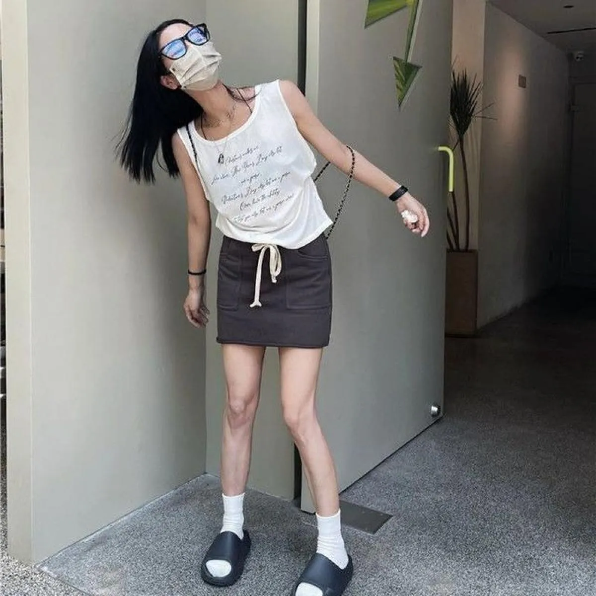 Gonne Donna Tasca Design Estate Chic Impero Harajuku Accogliente Elegante Street Style Student Allmatch Solid Mujer Faldas Cas