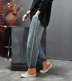 Jeans larghi in vita elastica da donna primavera nuovo arrivo Pantaloni Harem in denim di cotone casual abbinati Jeans vintage a