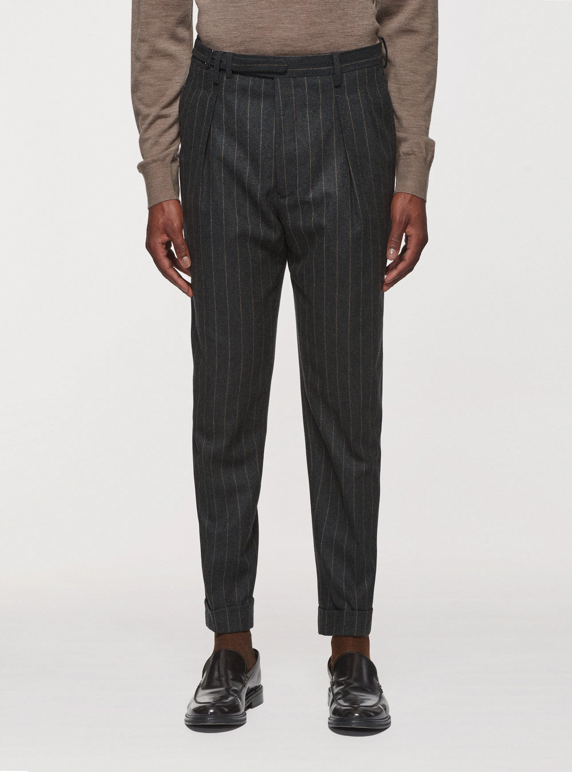 Pantaloni gessati in lana Reda