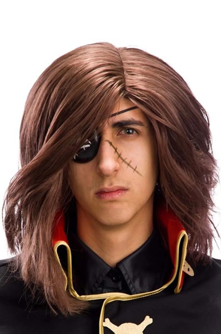 Parrucca da Capitan Harlock marrone media liscia