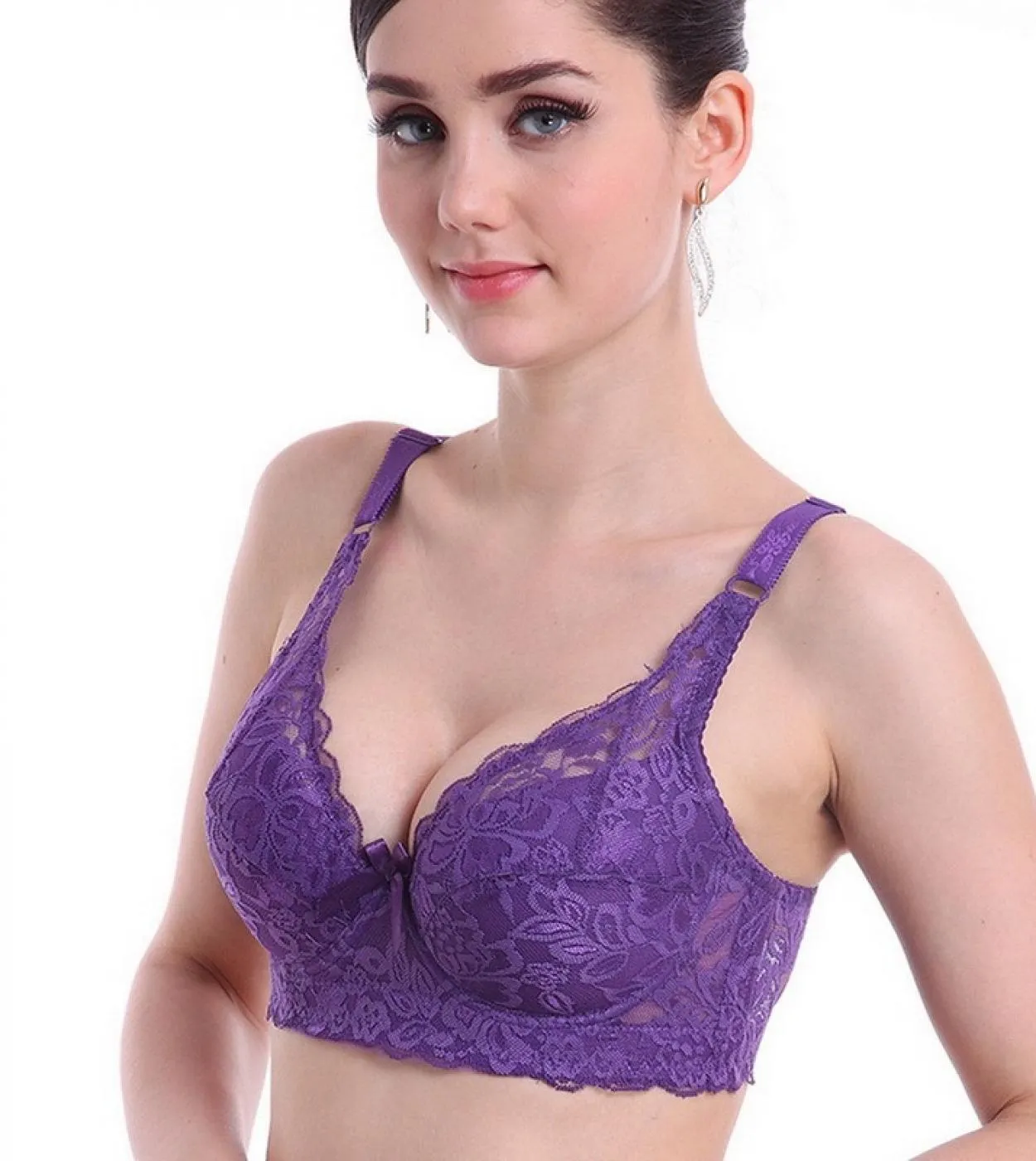 Reggiseni da donna Moda Casual Tinta unita Imbottitura per il petto Fionda in pizzo Traspirante Elasticità Comodi reggiseni femm