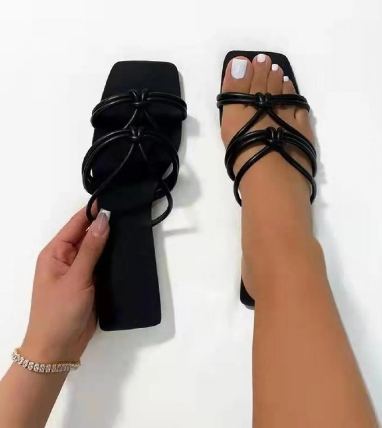 Roma Pantofole Open Toe Sandali con cinturino alla caviglia da donna 2022 Nuove scarpe da donna Appartamenti estivi Infradito ca