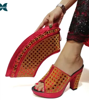 Scarpe africane e set di borse abbinate con donne di vendita calde Set di scarpe e borse di design italiano per la festa nuziale