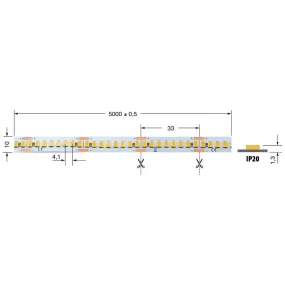Striscia Led 24V 13 W/mt 3000°K Bianco Caldo IP20 (da Interno) Elcart 186200400