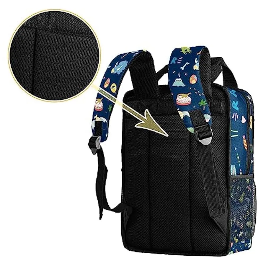 Zaini per ragazzi Libreria Dinosauro Blu Borse con Spallacci Regolabili Ragazze Schoolbag, Multicolore, 14×10.2×4.7 in/35.5x26x1